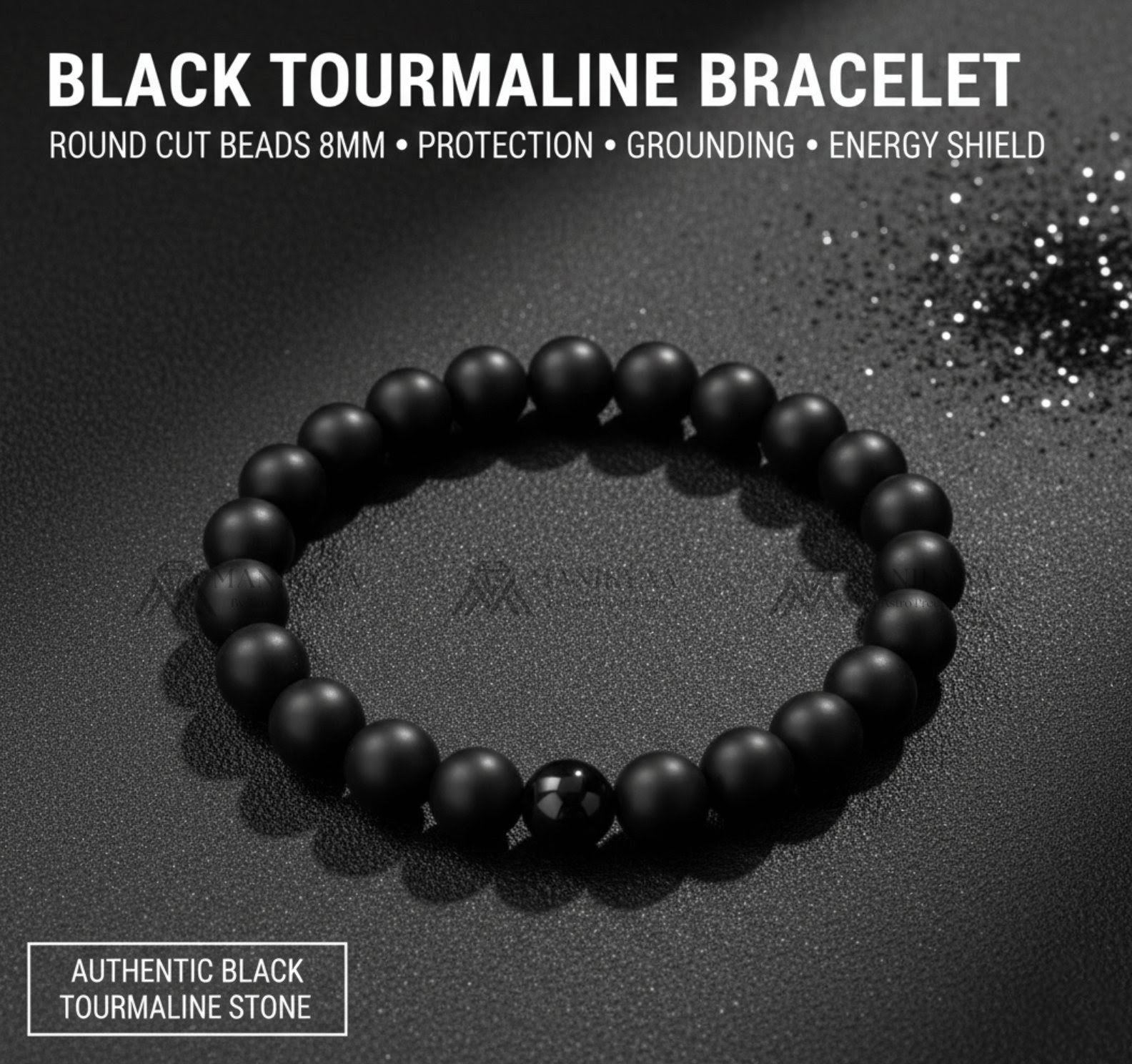 Natural Black Tourmaline Bracelet by Manikyaa