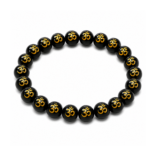 Natural Black Agate OM Bracelet