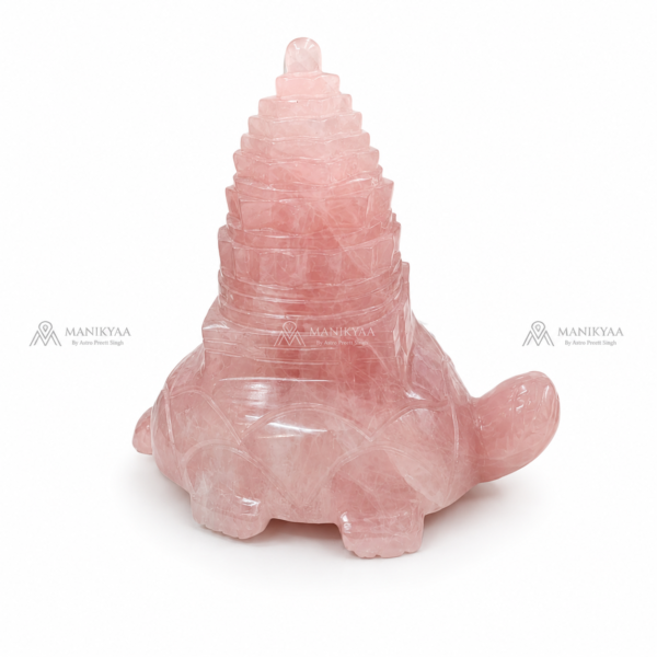 Natural Rose Quartz Turtle Shree Yantra for Wealth, Growth and Love
