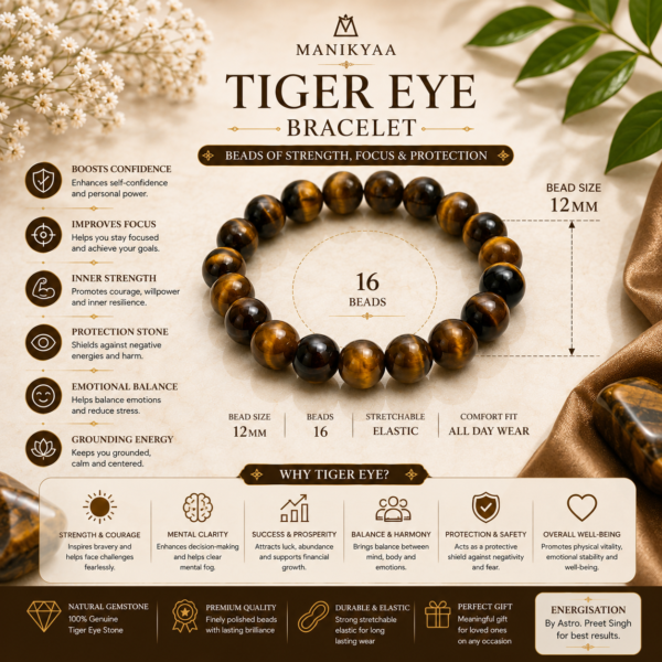 Natural Tiger Eye Stone Bracelet | Courage & Focus