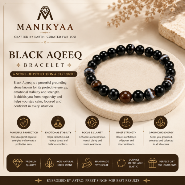 Natural Black Aqeeq Stone Bracelet | Protection and Grounding