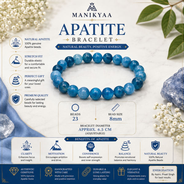 Natural Blue Apatite Stone Bracelet | Clarity & Motivation