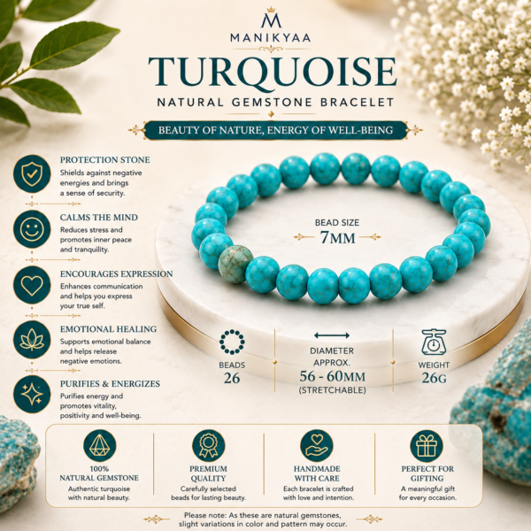 Natural Turquoise Gemstone Bracelet | Protection & Healing