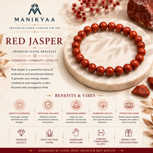 Natural Red Jasper Stone Bracelet | Strength and Vitality