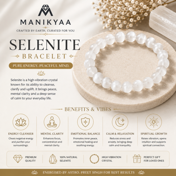 Natural Selenite Stone Bracelet | Aura Cleansing & Peace